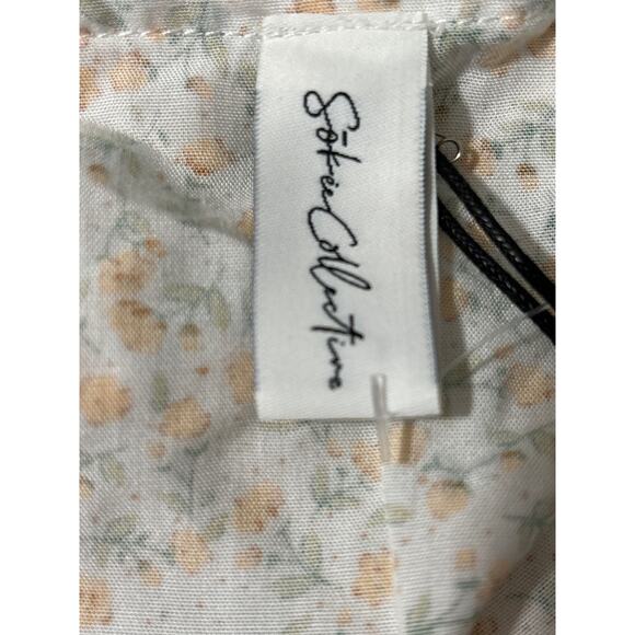 Sokie Collective NWT The Mini Flicker Dress Yellow Green Floral Tiered Rayon L - Picture 7 of 10